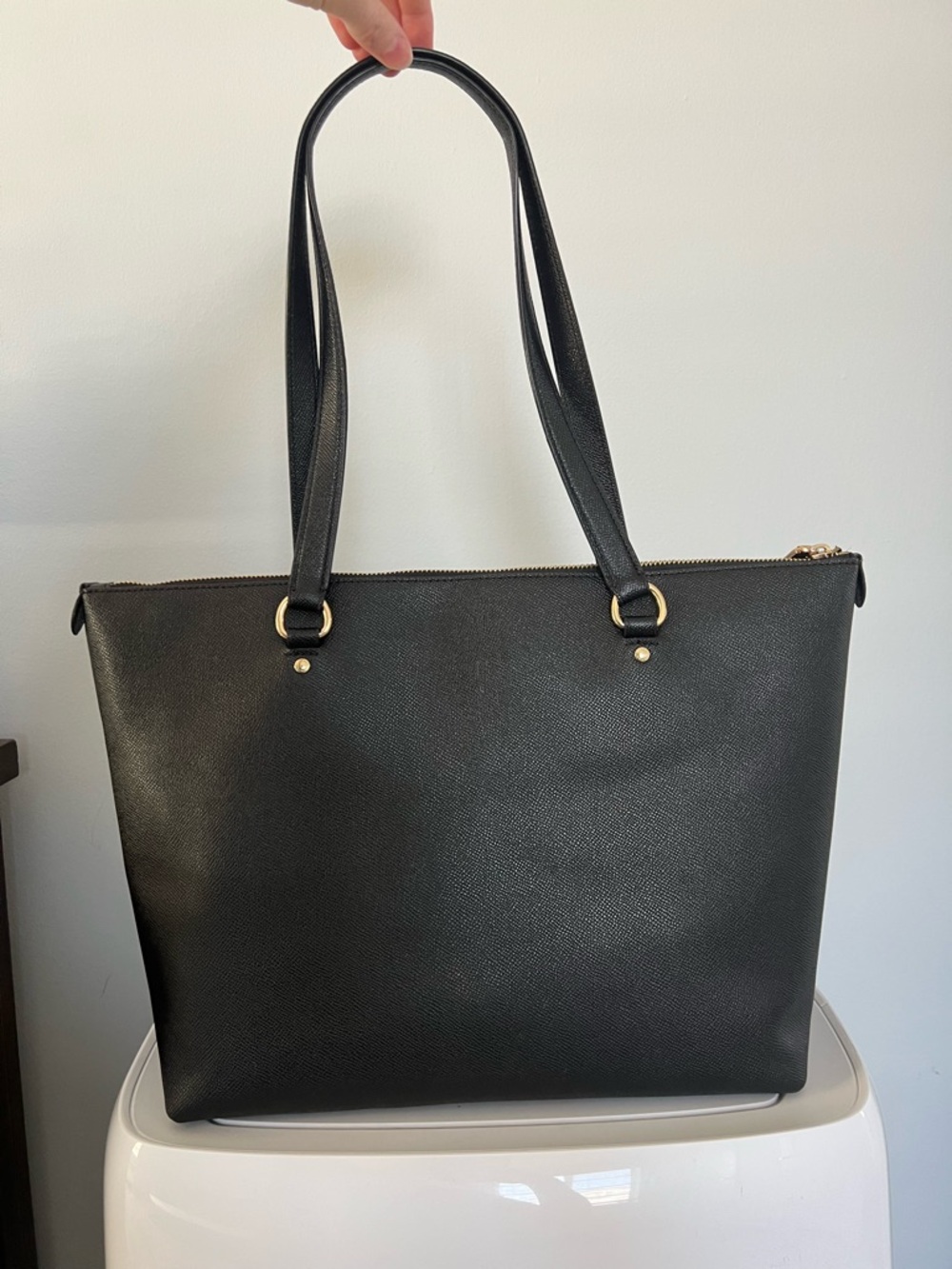 Coach Black Leather Zip-Front Tote with Gold Hardware - Picture 2 of 7